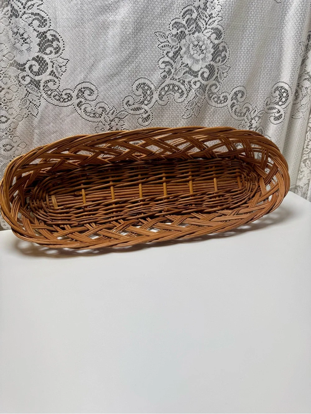 3PC Vintage Long Wicker Baskets- Rustic Cottagecore Bread & Fruit Trays